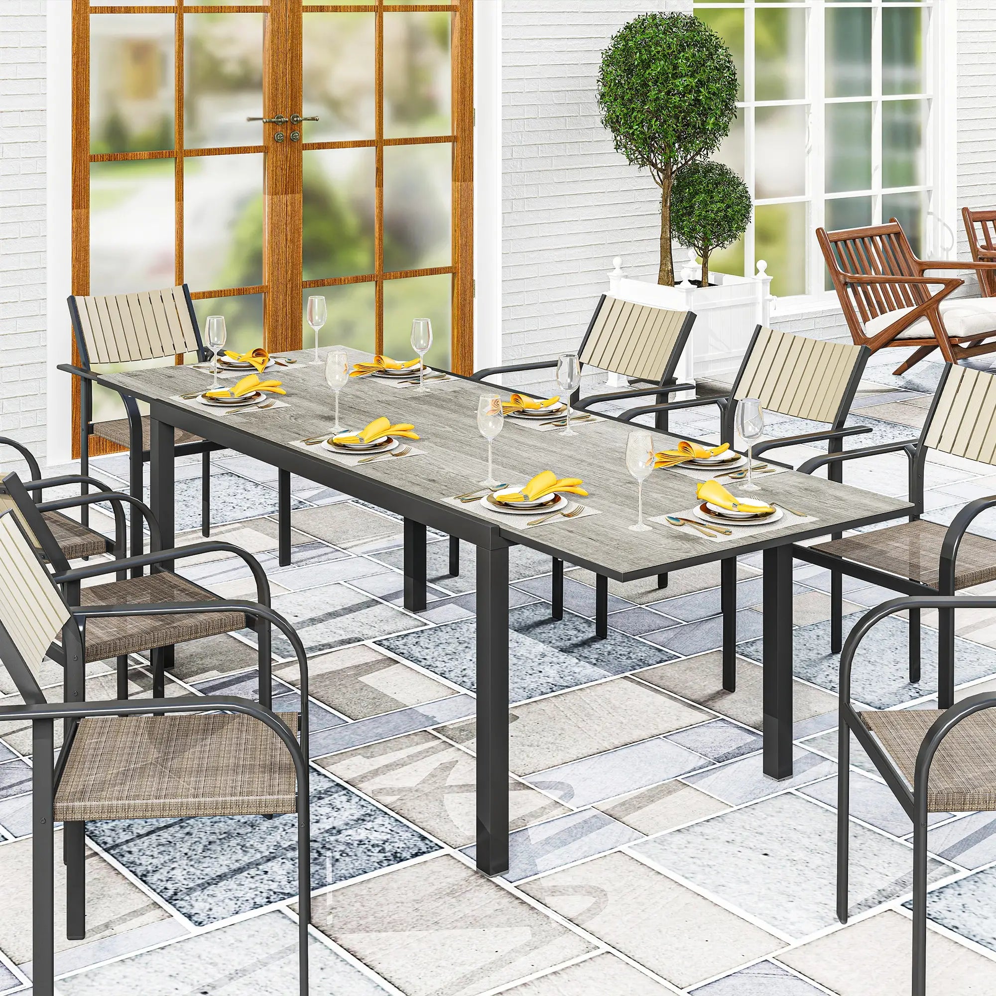 Nancy's Gangi Tuintafel - Eettafel voor Buiten - Terrastafel - Uitschuifbaar - Grijs