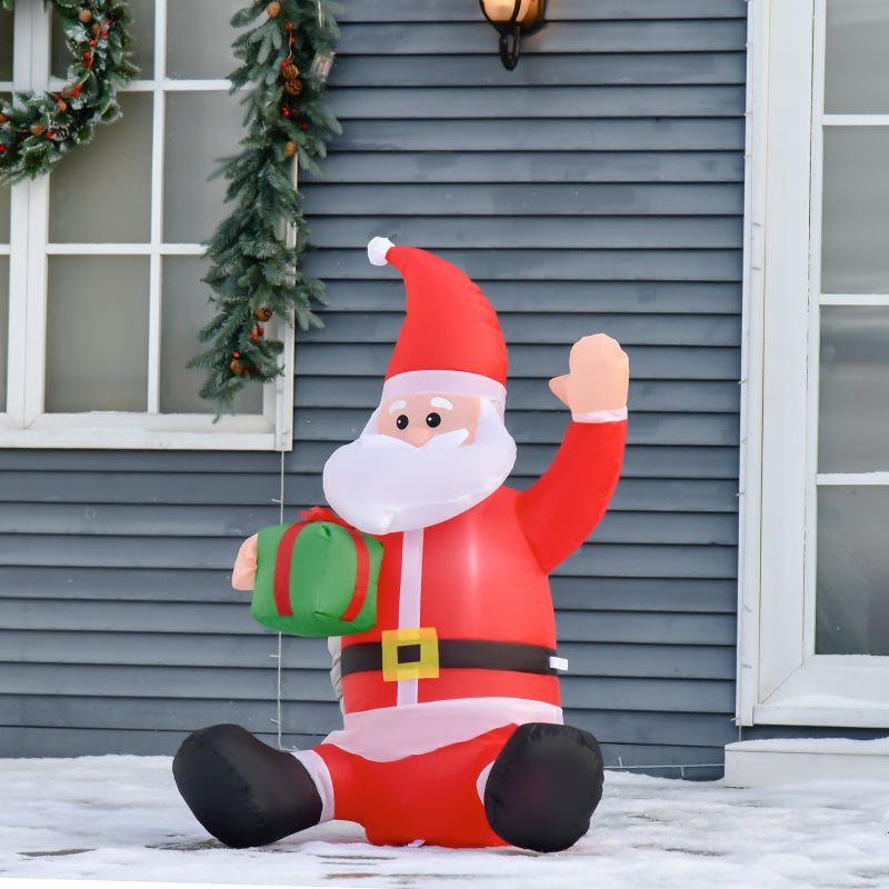 Nancy's El Brazo Opblaasbare LED Kerstman - Rood - Polyester