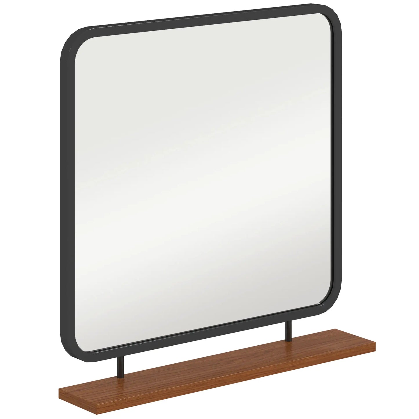 Nancy's Freixo Spiegel - Wandspiegel - Hangspiegel - Zwart - Staal/Glas/Hout - ± 55 x 55 mc