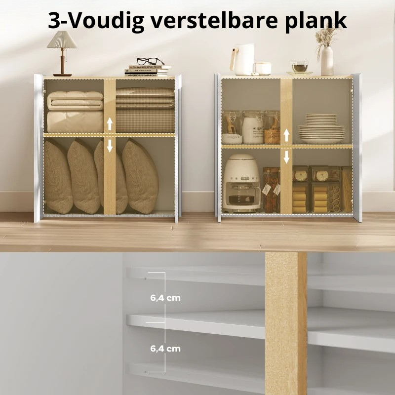 Nancy's Meltina Commode - Opbergkast - Wit / Hout - 80 x 40 x 80 cm