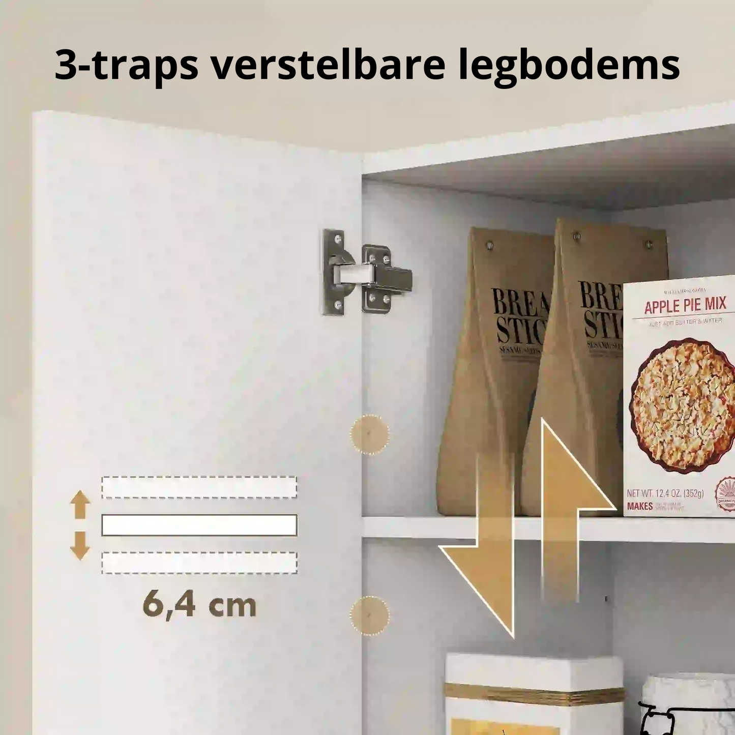 Nancy's Manzano Keukenkast Vrijstaand - Opbergkast - Voorraadkast - Buffetkast - Wit - ± 90 x 35 x 185 cm