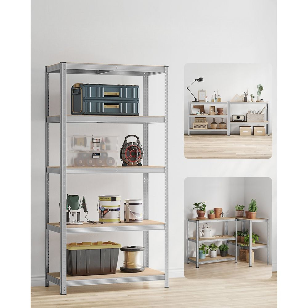 Nancy's Stezzano Stellingkast Set van 2 - Opbergrek - Opbergkast - Zilver - Staal - 100 x 50 x 200 cm