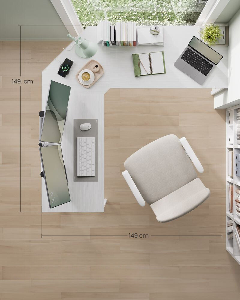 Nancy's Arzana Hoekbureau - Computertafel - Laptoptafel - Bureau - Wit - ± 150 x 150 x 75 cm