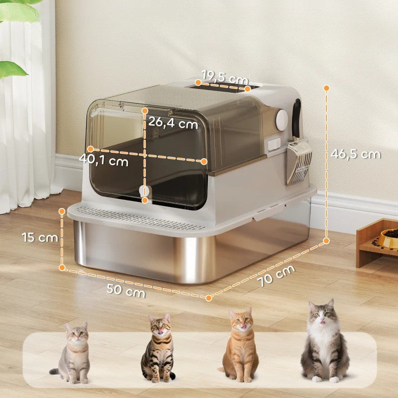 Nancy's Misurina Kattenbak - Kattentoilet - Katten wc - RVS / Grijs - ± 70 x 50 x 45 cm