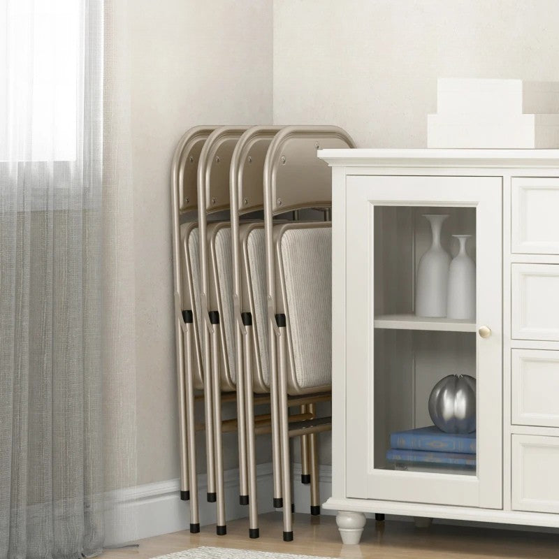 Nancy's Noto Klapstoelen - Set van 4 - Vouwstoel - Beige - Staal / Linnen