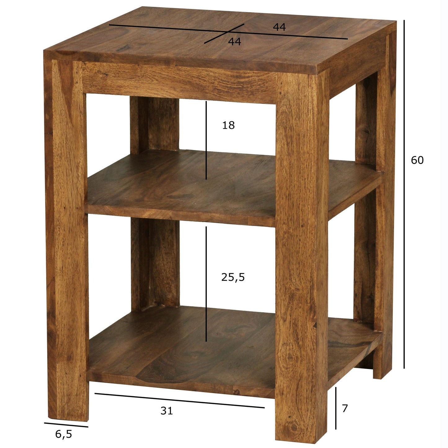 Nancy's bijzettafel met 2 lagen - Bijzettafels - Sheesham hout - 44 x 44 x 60cm