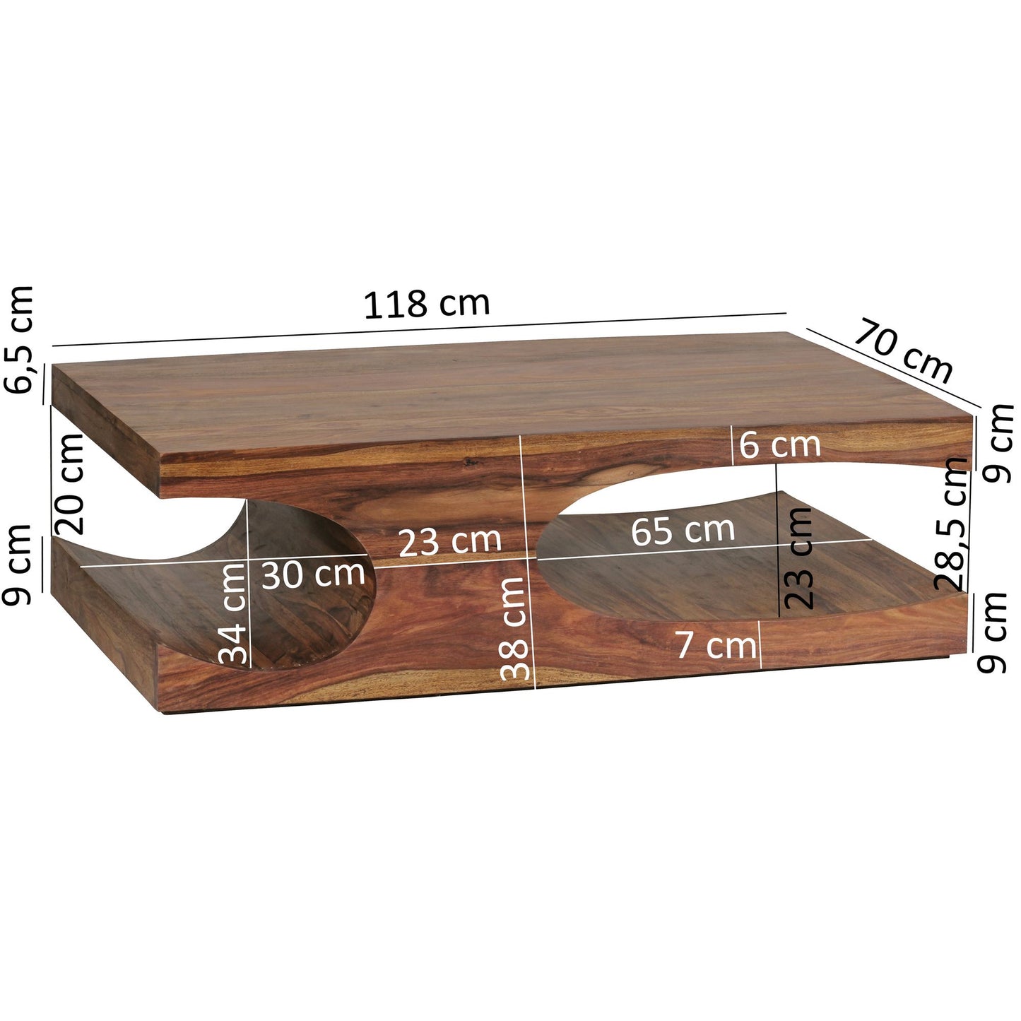 Nancy's Reston Salontafel - Koffietafel - Sheesham Hout - ± 120 x 70 x 40 cm