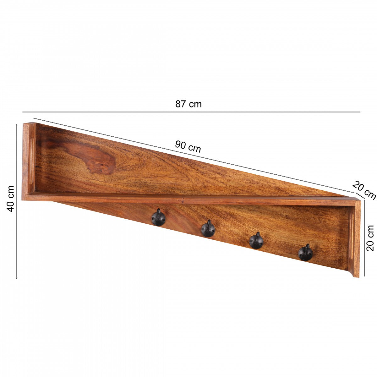 Nancy's Sheesham Wandgarderobe - Wandkapstok - Kapstok