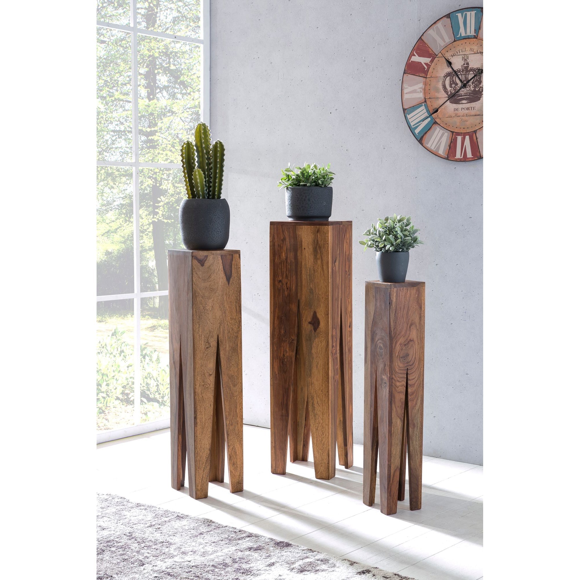 Nancy's Giraffe Side Tables - Set of 3 - Solid Wood Side Tables - Oblong Side Table - Sheesham.