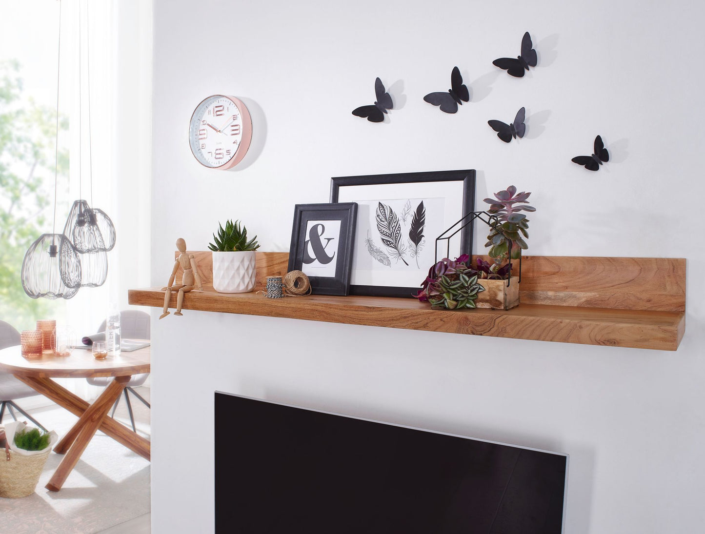 Nancy's Pala Wandplank - Wandrek - Zwevende Plank - Massief Acaciahout - ± 80 x 20 x 20 cm