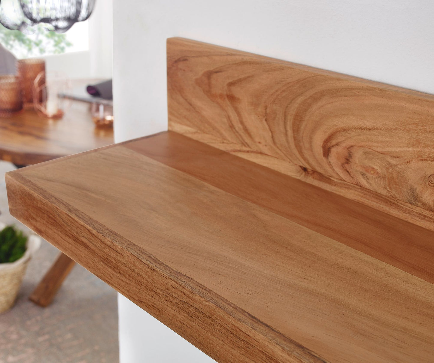 Nancy's Pala Wandplank - Wandrek - Zwevende Plank - Massief Acaciahout - ± 80 x 20 x 20 cm