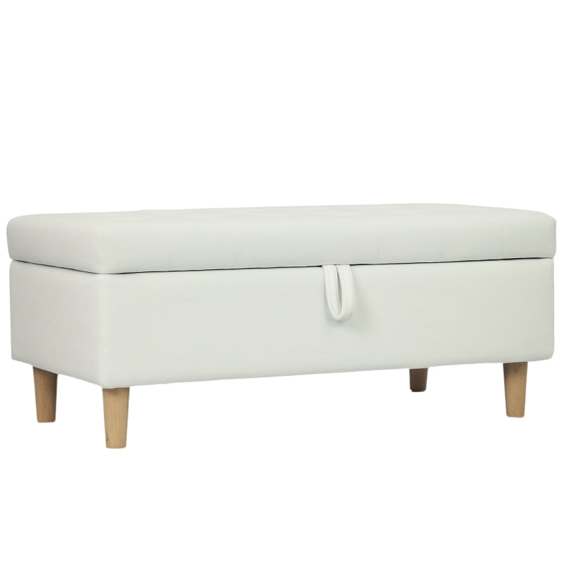 Nancy's Maresca Opbergbank - Bankje met opbergruimte - Crème Wit - Fluweel - ± 115 x 50 x 45 cm