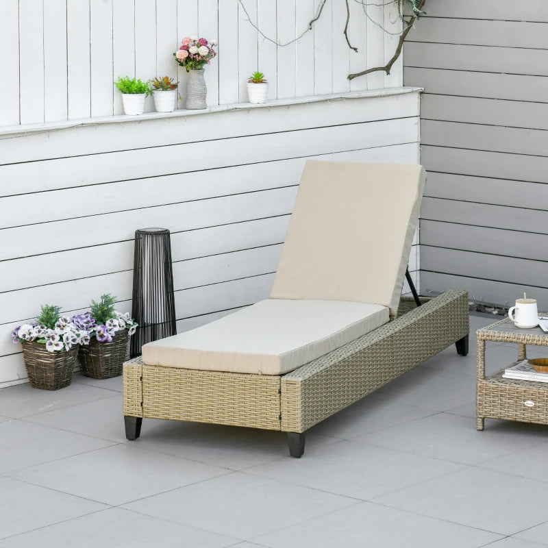 Nancy's Eldorado Rotan Ligstoel - Loungebed - Ligbed-  Beige / Crème