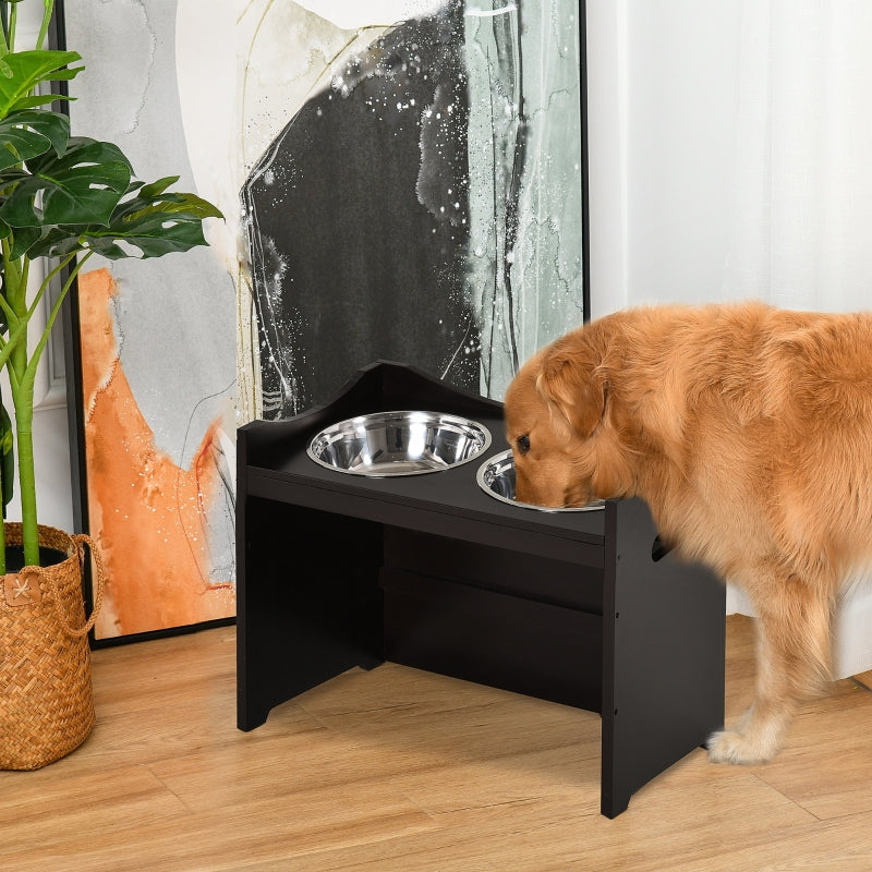 Nancy's Alice Rock Bol de nourriture pour chien réglable en hauteur, station d'alimentation, bol en acier inoxydable, bac à litière, MDF, acier inoxydable
