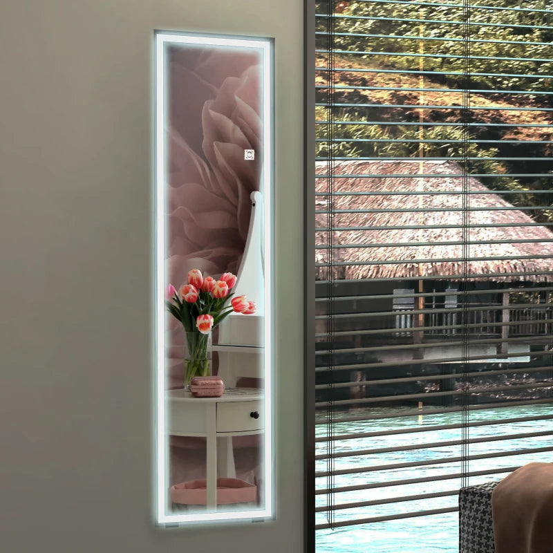 Miroir sur pied Felix de Nancy - Miroir vestimentaire - Miroir mural - Avec éclairage LED - Blanc - ± 40 x 150 cm