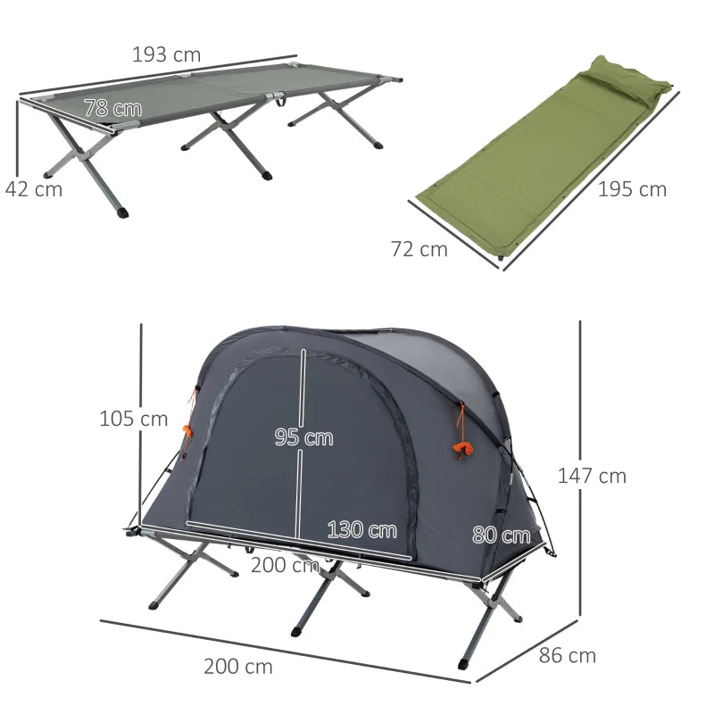 Nancy's Borralha Kampeertent - Camping tent - Campingbed - 1 persoon - Grijs - ± 200 x 85 x 150 cm