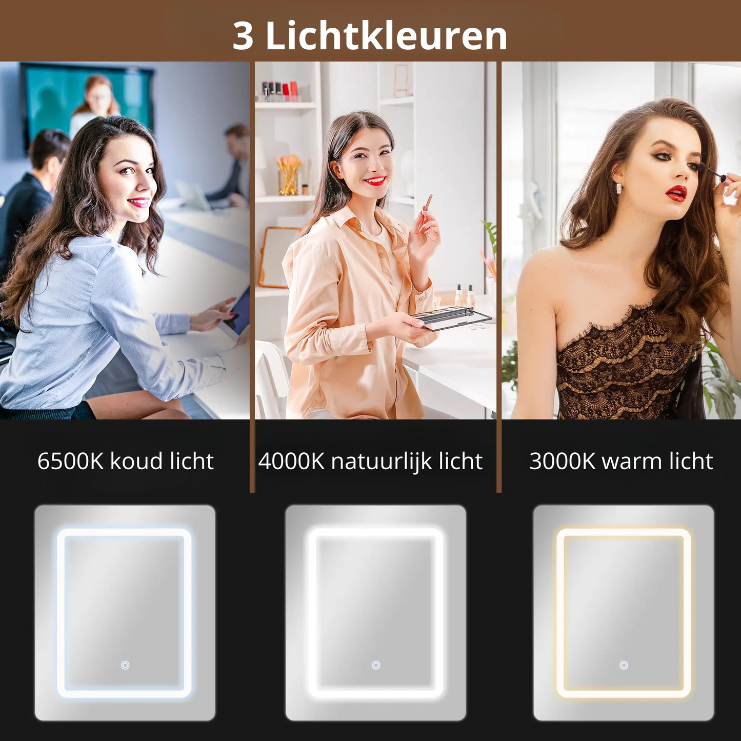 Nancy's Manfredonia Kaptafel - Make Up Tafel - Makeup tafel met verlichting - Wit - ± 45 x 45 x 150 cm