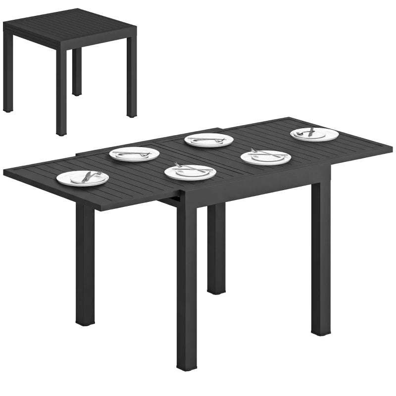 Nancy's Roccaraso Tuintafel - Buitentafel - Eettafel voor buiten - Uitschuifbaar - Zwart - Aluminium - 160/80 x 80 x 75 cm