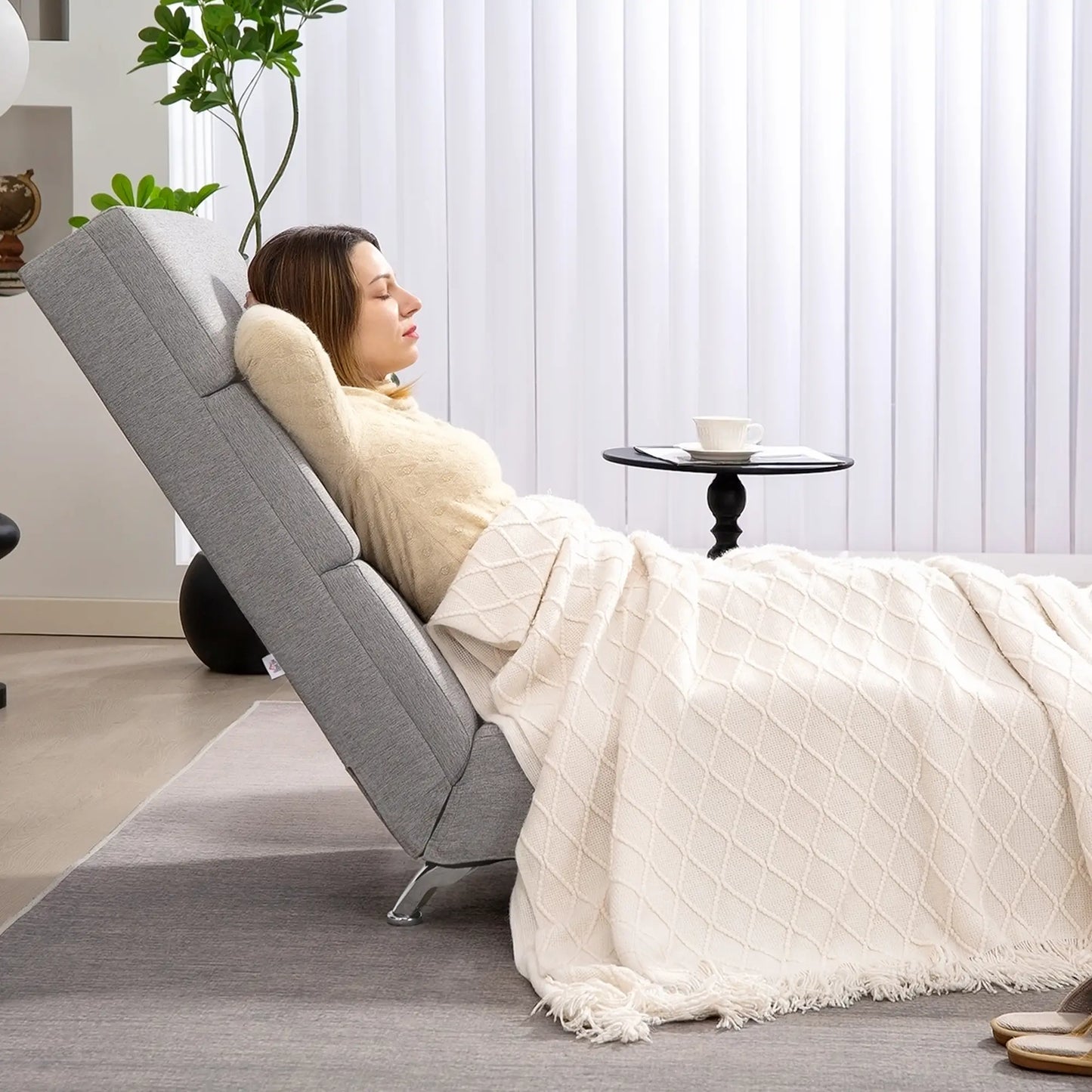 Nancy's Locri Relaxfauteuil - Loungestoel - Relaxstoel - Grijs - Linnen