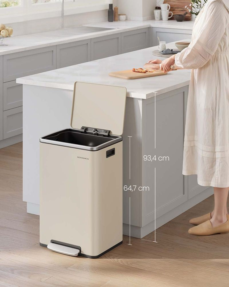 Nancy's Minori Pedaalemmer - Prullenbak - Afvalbak - Crème - 50 Liter