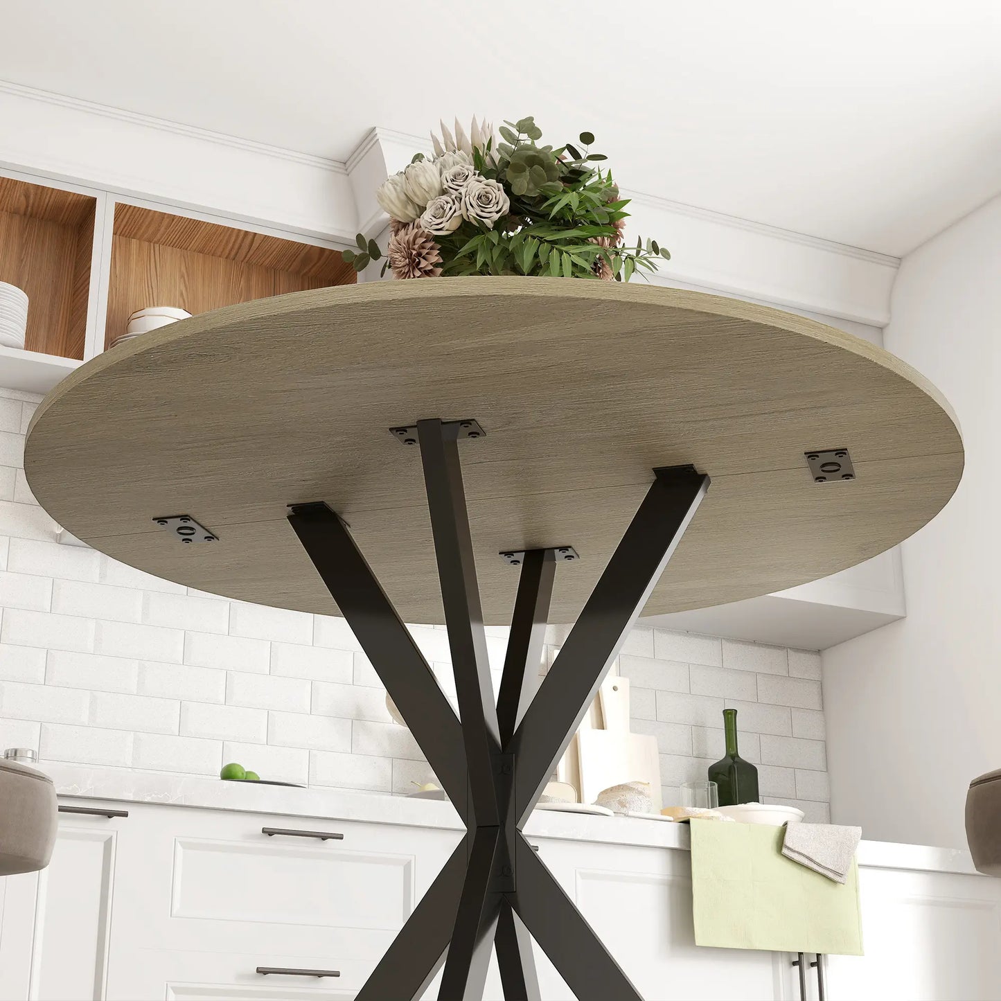 Nancy's Lavello Ronde Eettafel - Eiken / Zwart - Ø80 x 75H cm