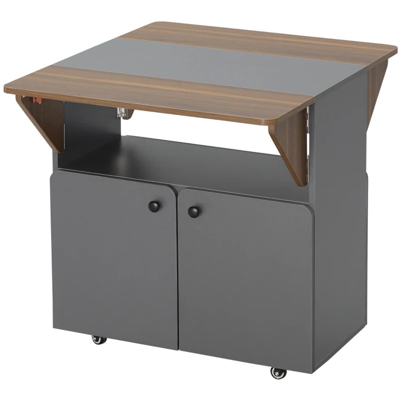 Nancy's Misterbianco Bijzettafel op Wieltjes - Bijzettafeltje - Klaptafel - Multifunctioneel - Grijs / Bruin