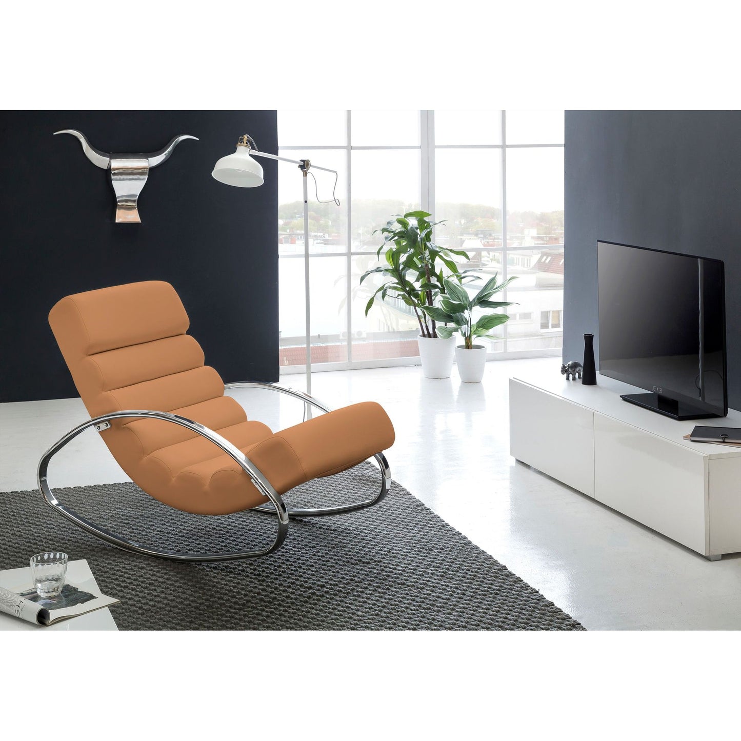 Nancy's Lehi Loungestoel - Schommelstoel - Relaxfauteuil - Ergonomisch - Relaxstoel -Bruin - Kunstleer - Metaal