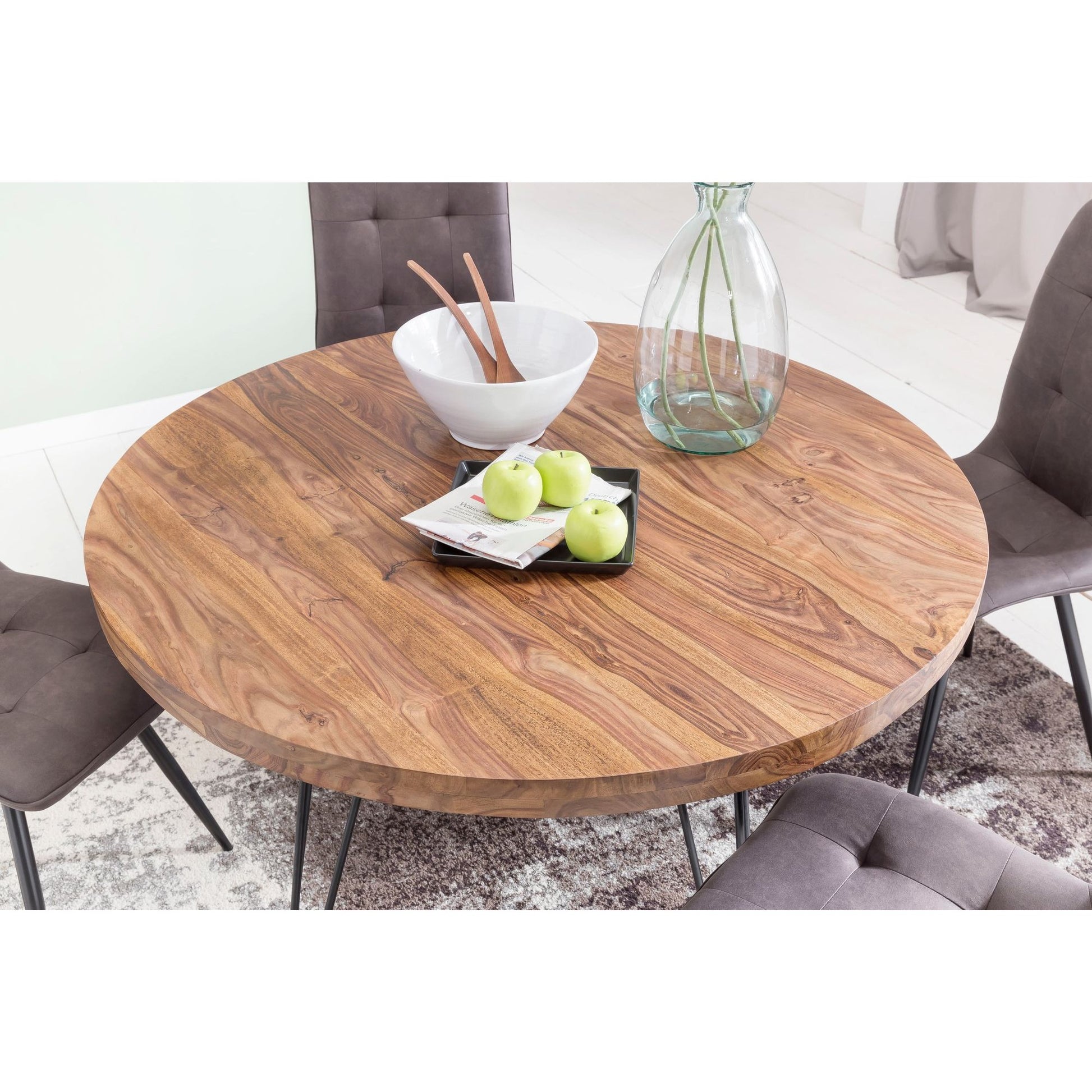 Nancy's Nogueira Eettafel Rond - Massieve Eetkamertafel - Sheesham hout - Ø 120 cm