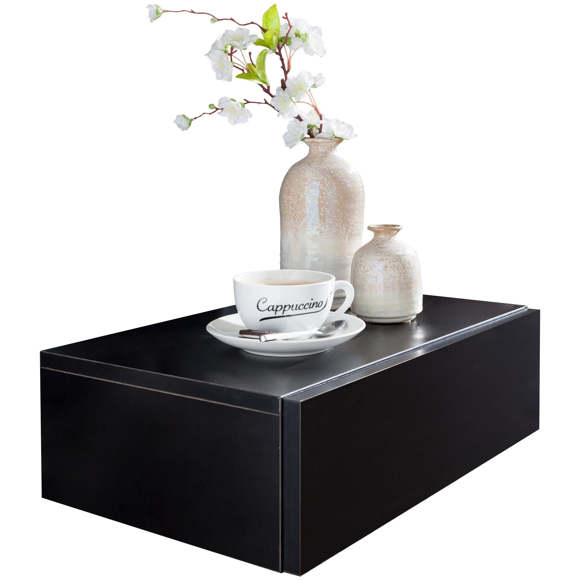 Nancy's Boves floating bedside table - Floating drawer - Black - ± 35 x 10 x 25 cm