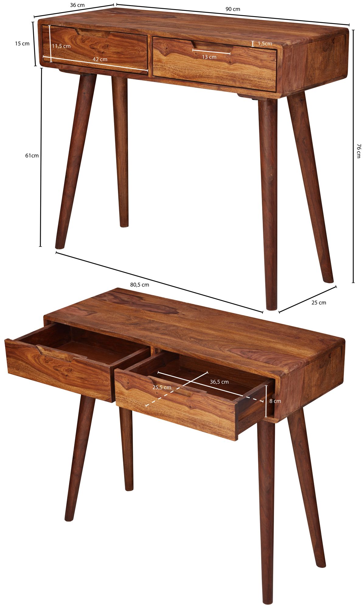 Nancy's Germil Sidetable - Consoletafel - Bijzettafel - Sheesham Hout - ± 90 x 75 x 35 cm