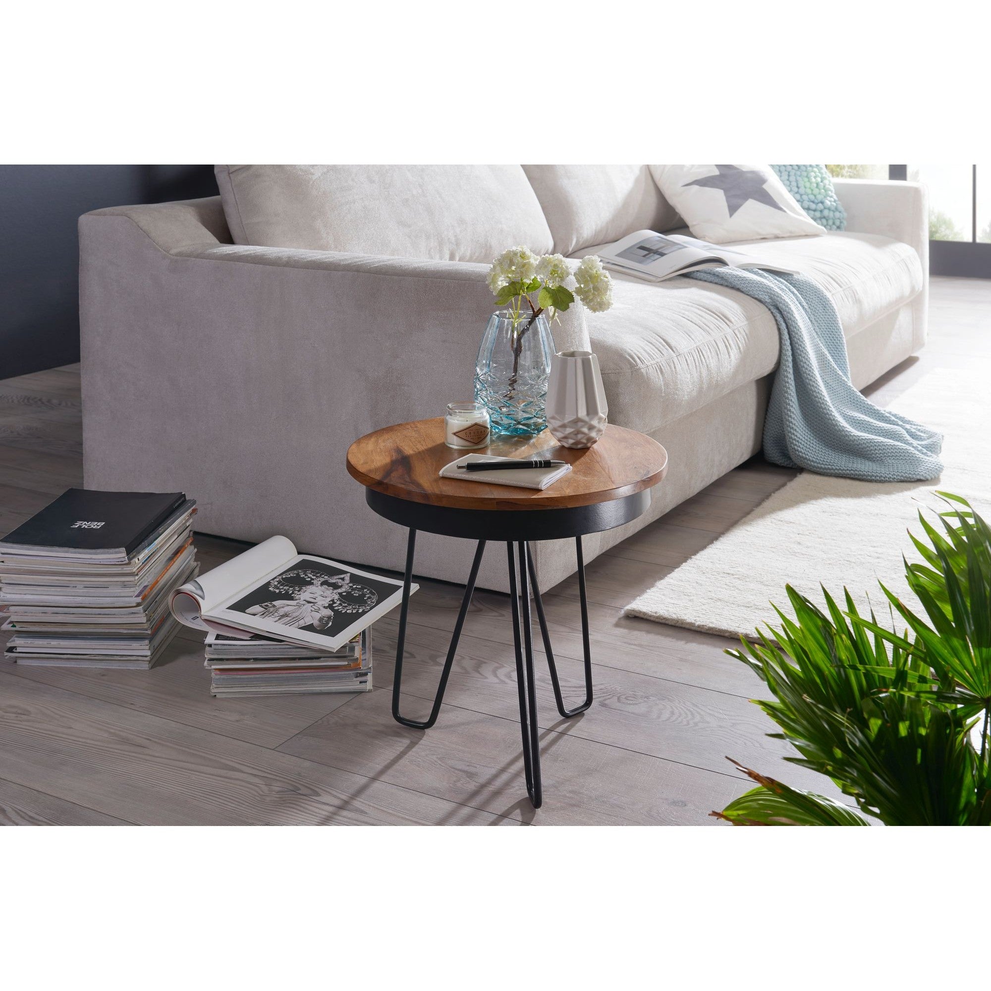 Table d'appoint moderne de Nancy - Bois et métal - 43 x 45 x 43 cm