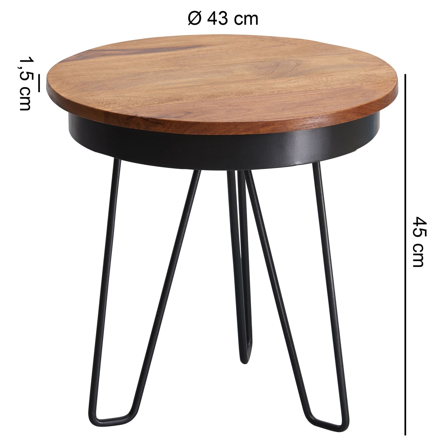 Table d'appoint moderne de Nancy - Bois et métal - 43 x 45 x 43 cm