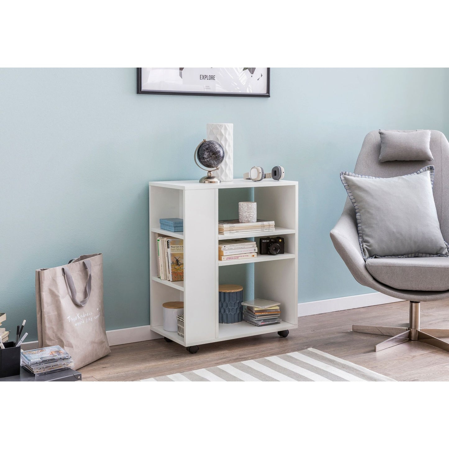 Nancy's Piedade Trolley - Opbergkastje - Verrijdbaar Meubel - Wit - ± 60 x 35 x 75 cm