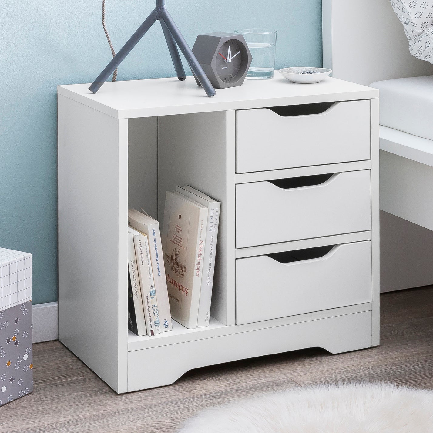Nancy's Benfeito Bedside table - Side table - Chest of drawers - White - ± 50 x 30 x 50 cm
