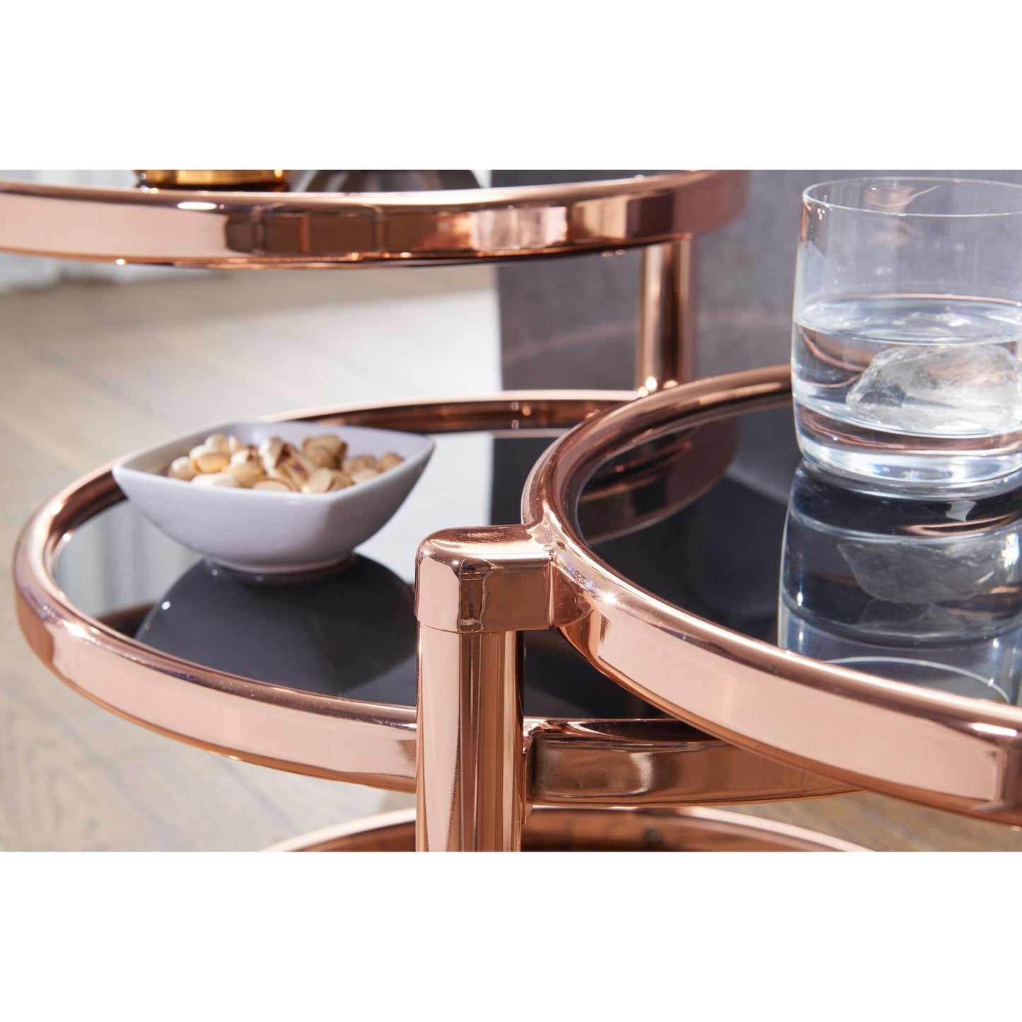 Nancy's Beaufort Salontafel - Koffietafel - Drielaags - Zwart / Goud - Glas / Staal