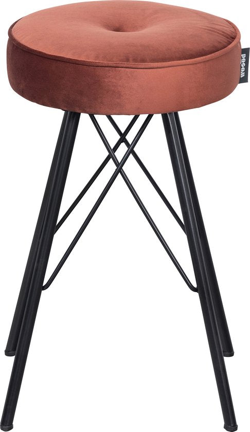 WOOOD Bella Kruk - Barkruk - Velvet - Brick Red