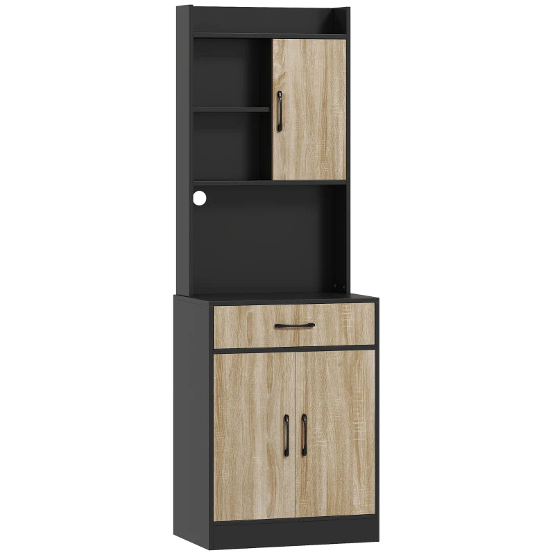 Nancy's Orbetello Keukenkast - Buffetkast - Opbergkast - Hout / Zwart - 60 x 40 x 180 cm