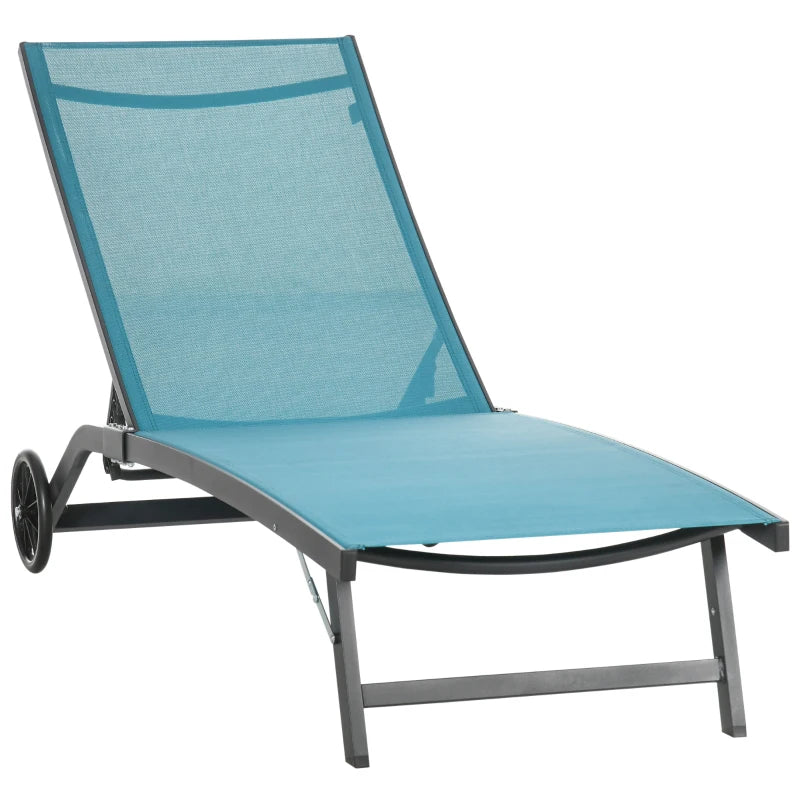 Nancy's Azinhal Ligbed - Loungebed - Draagbaar Ligbed Met Wielen - Blauw / Zwart