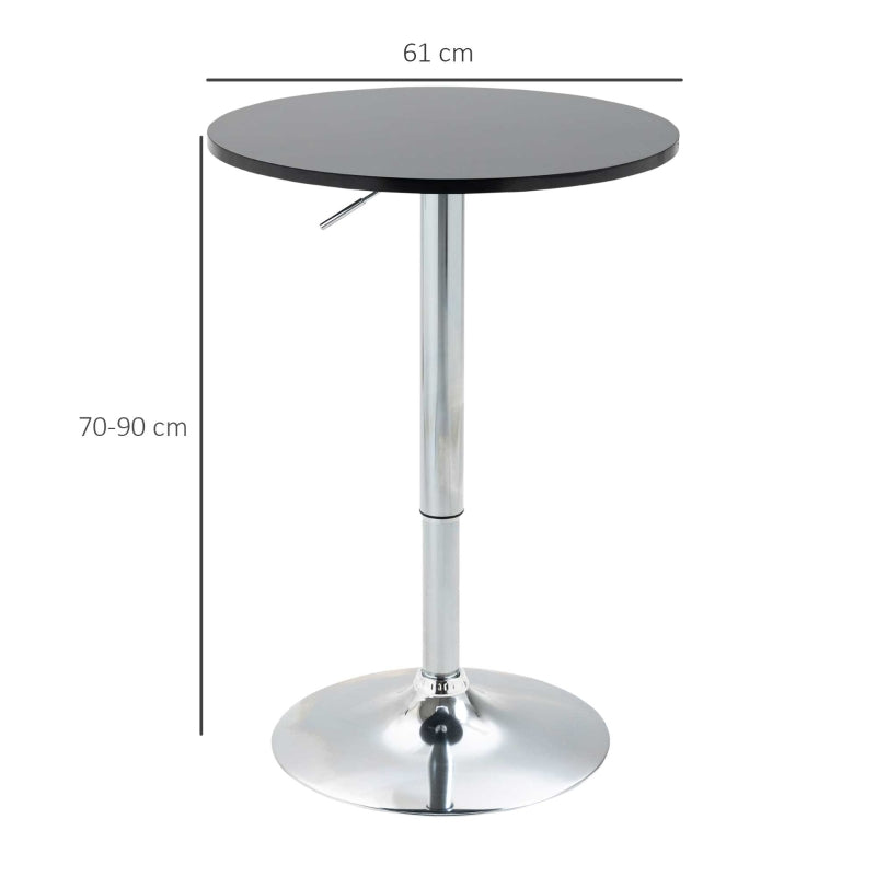 Nancy's Louth Bartafel - 360° draaibare eettafel - In hoogte verstelbare bistrotafel - Staal - Zwart - ± Ø 60 cm