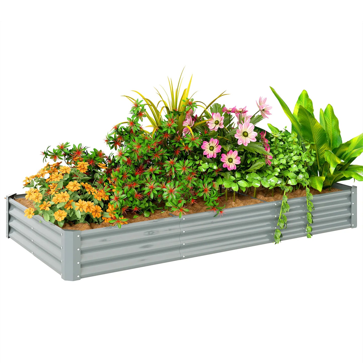 Nancy's Fontecchio Plantenbak - Bloembak - Bloembed - Tuinbed - Zilver - Staal - 240 x 120 x 30 cm