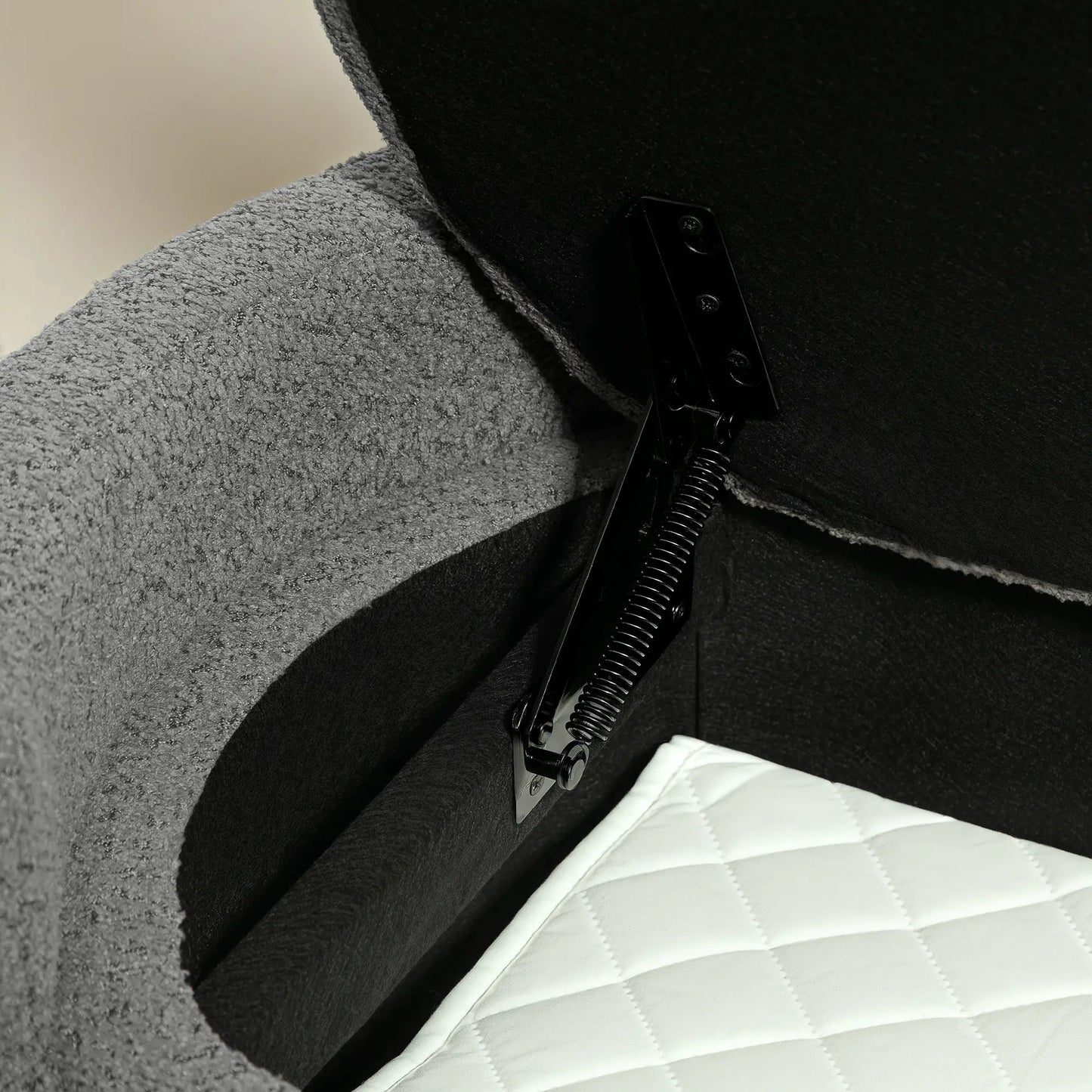 Nancy's Ferriere Opbergbank - Poef met Opbergruimte - Grijs - Teddyfluweel - ± 105 x 45 x 45 cm