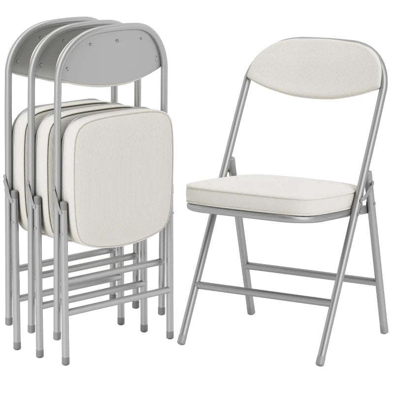 Nancy's Oliveri Klapstoelen - Set van 4 - Vouwstoel - Corduroy - Crèmewit