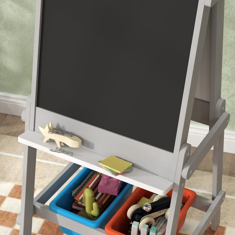 Nancy's Faron Krijtbord voor Kinderen - Whiteboard - Kleurbord voor Kinderen - 3-in-1 Ontwerp - Grijs