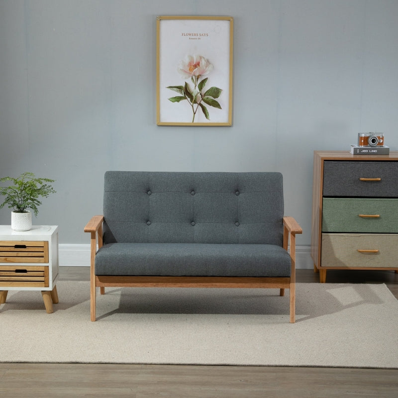 Canapé 2 places Nancy's Eye - Banquette - Canapé - Gris - Lin / Bois - ± 115 x 65 x 70 cm