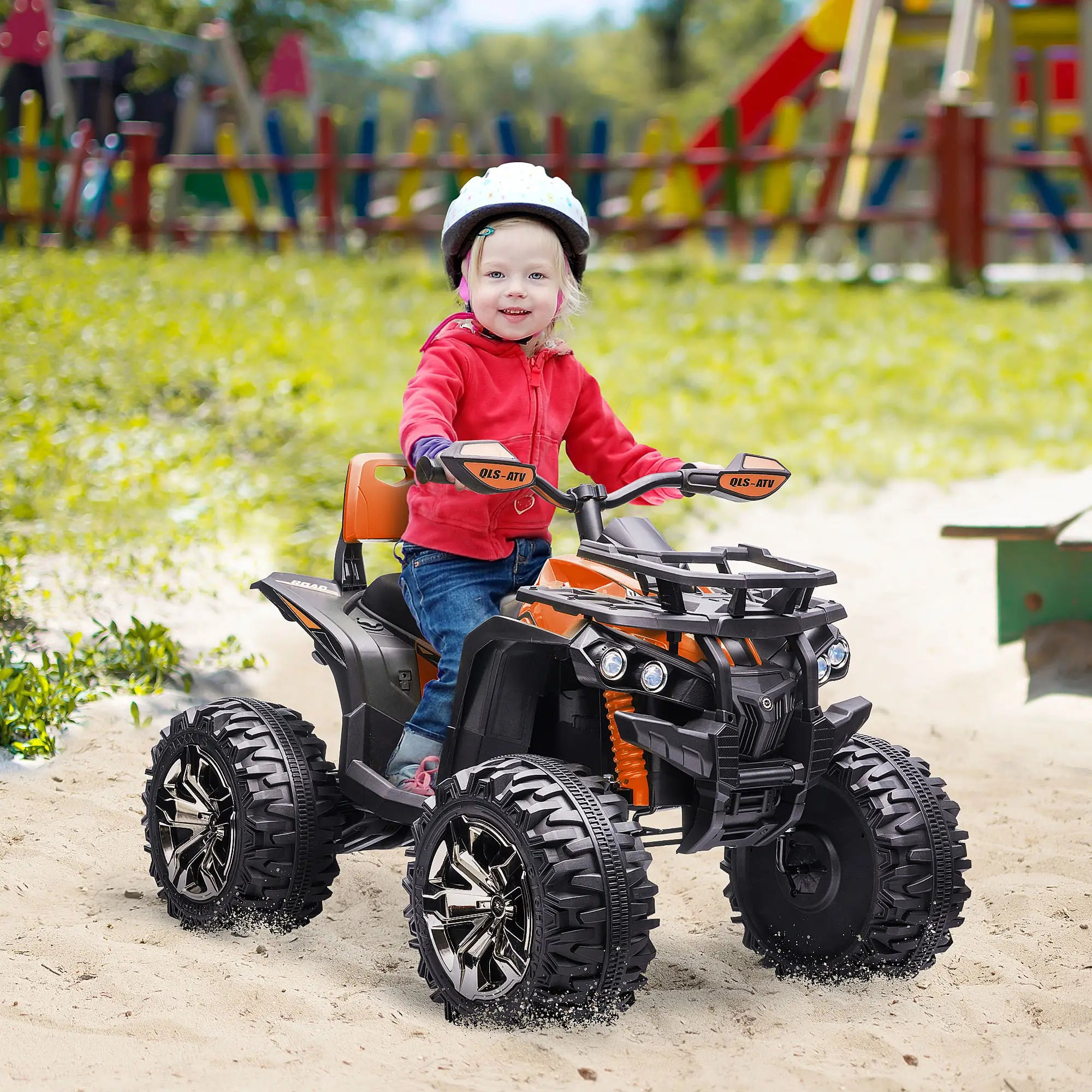 Nancy's Fubine Elektrische Kinderauto - Kindervoertuig - Mediaspeler - 3-8 km/u - Oranje