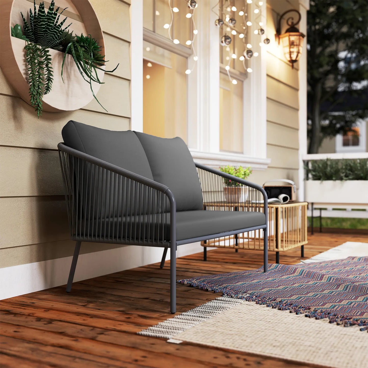 Nancy's Gambatesa Loungebank - Tuinbank - Grijs - Rotan