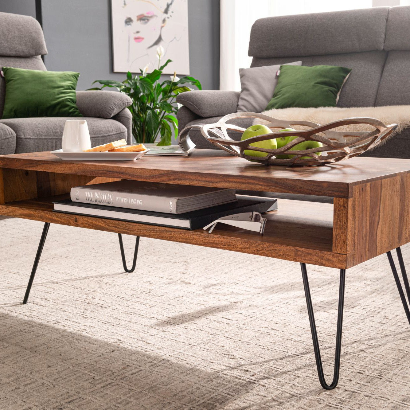 Nancy's Trumado Coffee Table - Coffee Table - Brown / Black - Sheesham Wood / Steel - 100 x 50 x 40 cm