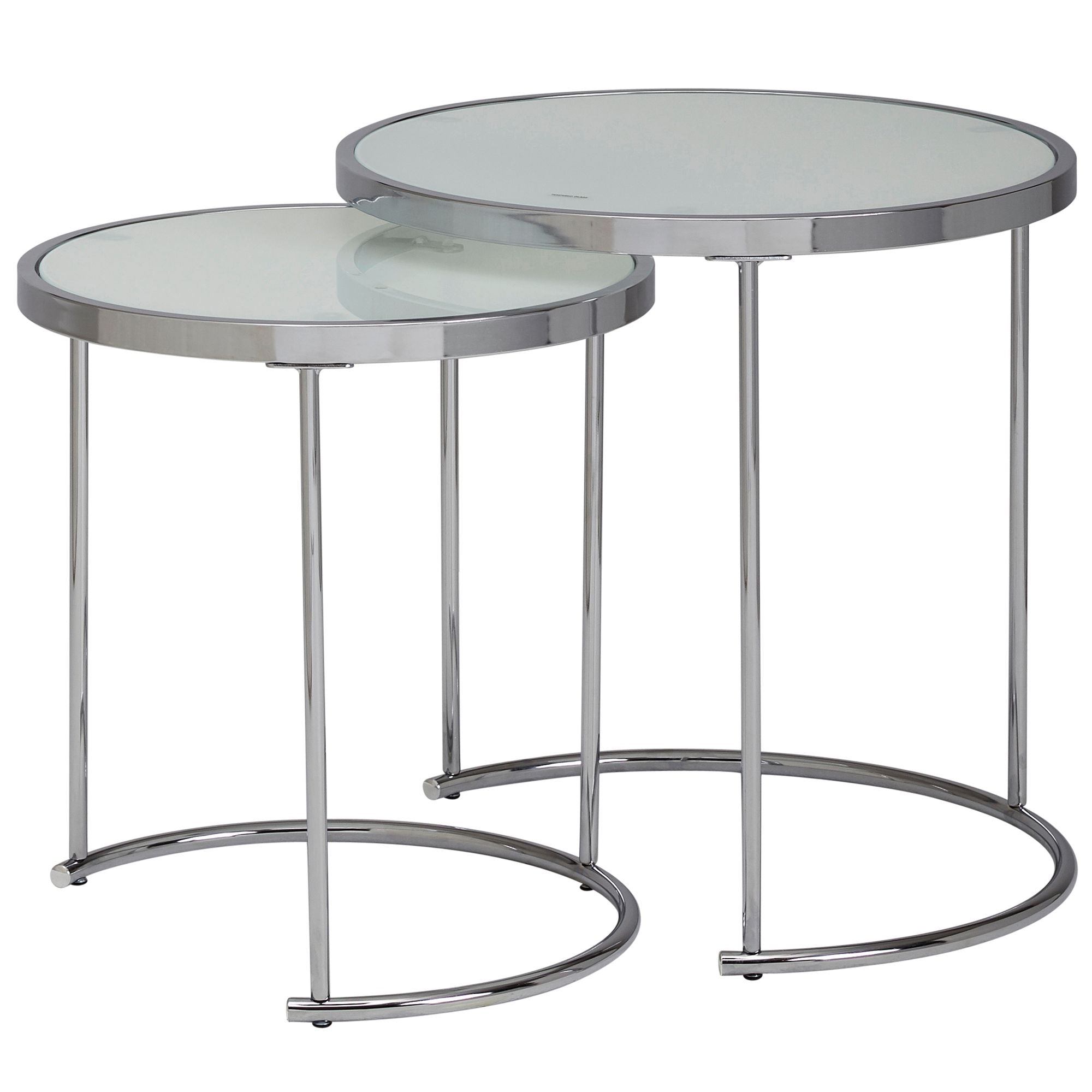 Nancy's Turquel Coffee Table Set - Side Table Set - Coffee Table - White / Silver - Tempered Glass / Steel
