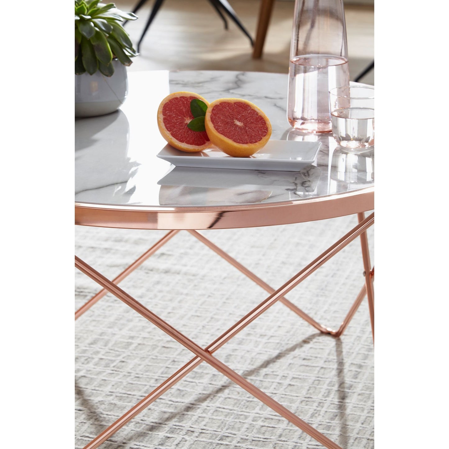 Nancy's Canton Salontafel - Bijzettafel - Design - Marmerlook -goud- Rond - Ø 85cm