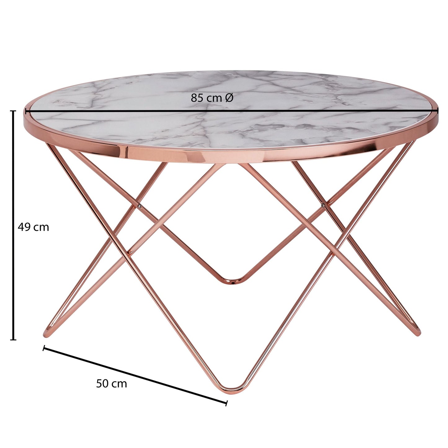 Nancy's Canton Salontafel - Bijzettafel - Design - Marmerlook -goud- Rond - Ø 85cm